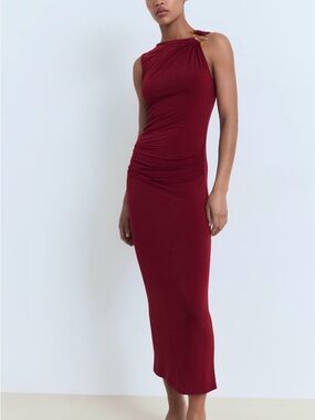 MANGO burgundy dress with stone detail